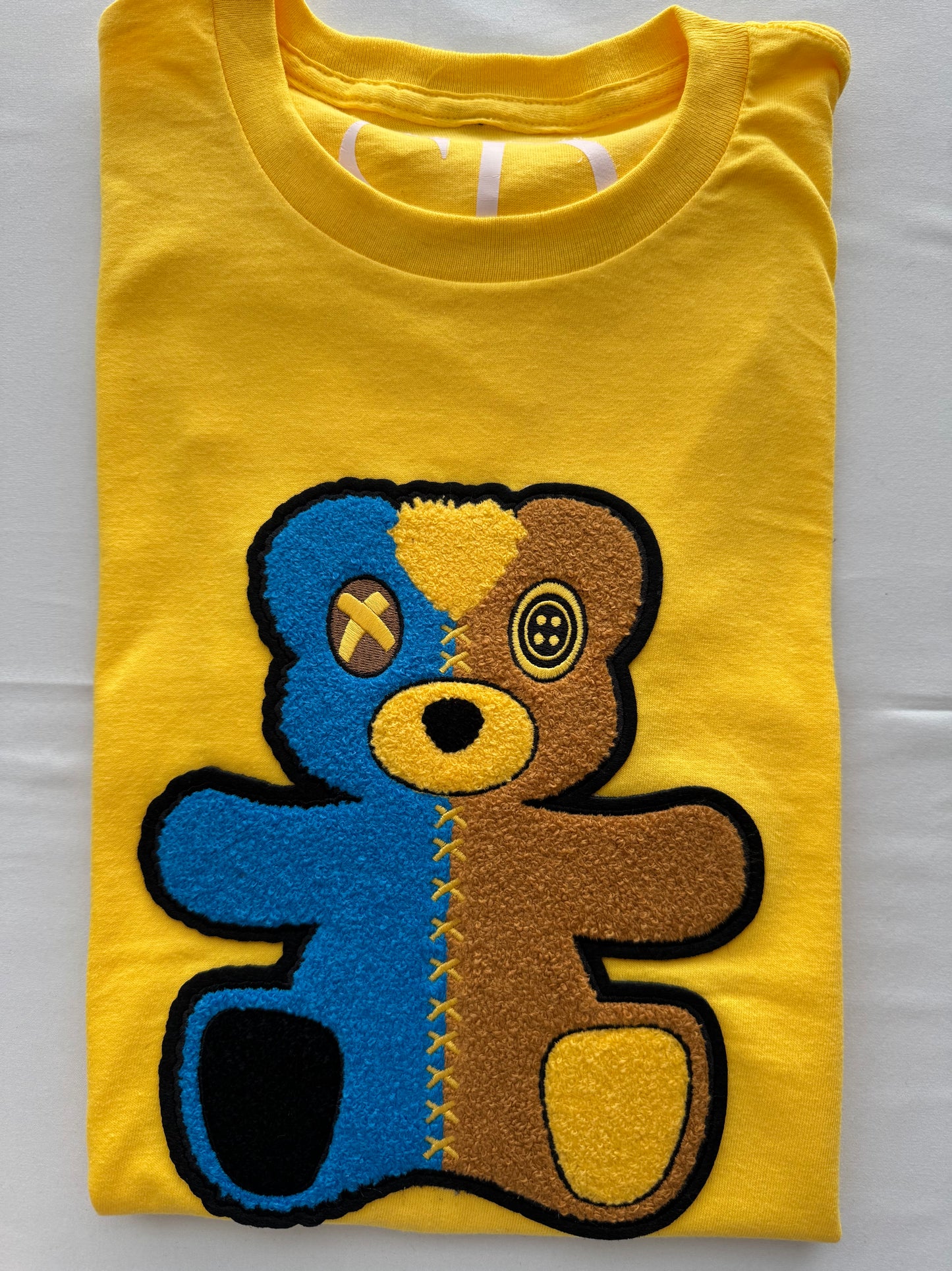 Custom Chenille Bear Patchwork T Shirt